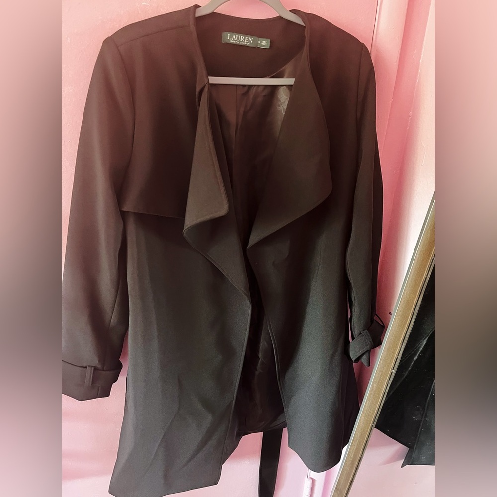 RALPH Ralph Lauren Trench Black OverCoat Mid Length